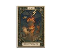 Póster decorativo de la torre del Tarot de la astrología medieval, lienzo decorativo para pared e impresión artística moderna para dormitorio familiar, 60 x 90 cm