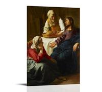 Póster decorativo de obra maestra de Johannes Vermeer, Cristo en la casa de Marta y María, lienzo impreso, pintura de pared, decoración moderna para el hogar, idea de regalo, 30 x 45 cm