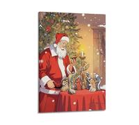 Póster decorativo de Papá Noel y belén de Navidad, lienzo decorativo para pared, sala de estar, dormitorio, 50 x 75 cm