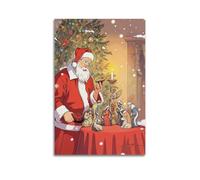 Póster decorativo de Papá Noel y belén de Navidad, lienzo decorativo para pared, sala de estar, dormitorio, pintoresco, 60 x 90 cm