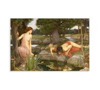Póster decorativo de pared con texto en inglés "Echo And Narcissus" de John William Waterhouse, para bar, restaurante, garaje, cafetería, regalo sin marco, 61 x 91 cm