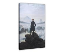 Póster decorativo de pared con texto en inglés "Wanderer Above The Sea of Fog by Caspar David Friedrich", para bar, restaurante, garaje, cafetería, marco de regalo, 61 x 91 cm
