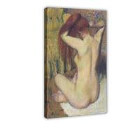 Póster decorativo de pared con texto en inglés "Woman Combing Her Hair" de Edgar Degas, para bar, restaurante, garaje, cafetería, marco de regalo, 61 x 91 cm