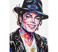 Póster decorativo de pared Serie Cantantes Celebres Michael Jackson Retrato Estilo Pop Art Impresión artística sobre papel Patinata 40 x 30 cm sin marco