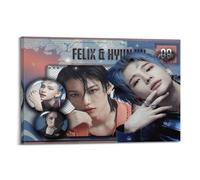 Póster decorativo de Stray Kids Korean Boy Band Kpop, póster decorativo en lienzo para decoración de pared, decoración moderna de dormitorio, póster de 60 x 90 cm, estilo marco