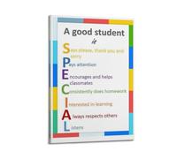 Póster decorativo para pared con rasgos de buen estudiante, decoración educativa, comportamiento, póster de orientación, pintura decorativa, lienzo, póster de pared e impresión artística moderna para