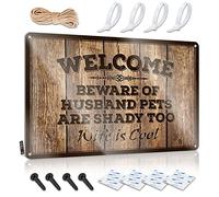 Póster decorativo para pared | Welcome Beware Of Husband Pets Are Shady Too Wife Is Cool Core For Street Home (30 x 40 cm)