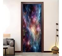 Póster Decorativo Pegatinas De Puerta 88x200 cm Galaxia Del Cielo Estrellado de EnsueñO Autoadhesivo Papel Pintado Puerta Mural Vistoso Extraíble Vinilo 3D Impermeable Pegatinas Decorativas