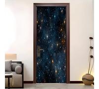 Póster Decorativo Pegatinas De Puerta 88x200 cm Tema Del Cielo Estrellado Extraíble Vinilo 3D Impermeable Pegatinas Decorativas Azul Autoadhesivo Papel Pintado Puerta Mural
