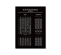 Póster del alfabeto japonés Hiragana Katakana en blanco y negro para pared, pintura en lienzo, impresiones educativas, decoración de oficina y aula (SKU12,50.8 x 71.1 cm= (50 x 70 cm), sin marco)