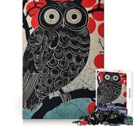 Póster del Búho Nocturno, Rompecabezas de 1000 Piezas para Adultos, Juego de Acertijos, Patrón de Escape Calmado, Regalo de Deseo de Santa Claus (38x26cm)