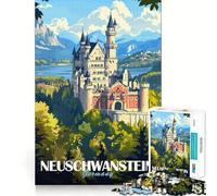 Póster del Castillo de Neuschwanstein, Rompecabezas de 1000 Piezas para Adultos Fortalece la Memoria, relájate, Disfruta del Tiempo Libre Regalo de cumpleaños (38x26cm)