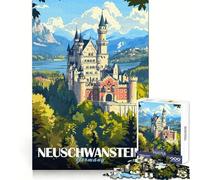 Póster del Castillo de Neuschwanstein, Rompecabezas de 1000 Piezas para Adultos, Juego Inteligente, Divertido y Relajante, con diseño Elegante, Regalo (38x52cm)