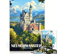 Póster del Castillo de Neuschwanstein, Rompecabezas de 1000 Piezas para Adultos, Juego Inteligente, Divertido y Relajante, con diseño Elegante, Regalo (38x52cm)