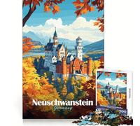 Póster del Castillo de Neuschwanstein, Rompecabezas de 1000 Piezas para Adultos, Juguete para ejercitar la Mente, diversión en Grupo, Corte Perfecto, Regalo navideño (38x52cm)