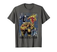 Póster del Equipo Vintage de Marvel Fantastic Four Camiseta, Hombre, Asfalto, S