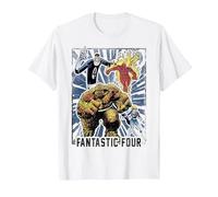 Póster del Equipo Vintage de Marvel Fantastic Four Camiseta, Hombre, Blanco, XL