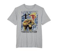 Póster del Equipo Vintage de Marvel Fantastic Four Camiseta, Hombre Tallas Grandes, Gris Jaspeado, 5X Alto