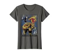 Póster del Equipo Vintage de Marvel Fantastic Four Camiseta, Mujer, Asfalto, XXL