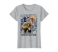 Póster del Equipo Vintage de Marvel Fantastic Four Camiseta, Mujer, Gris Jaspeado, XXL