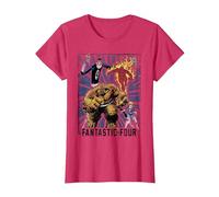 Póster del Equipo Vintage de Marvel Fantastic Four Camiseta, Mujer, Rojo Jaspeado, XXL