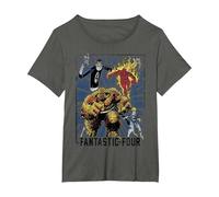 Póster del Equipo Vintage de Marvel Fantastic Four Camiseta, Mujer Tallas Grandes, Asfalto, 1XL Grande