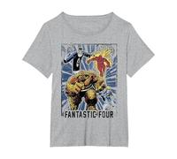 Póster del Equipo Vintage de Marvel Fantastic Four Camiseta, Mujer Tallas Grandes, Gris Jaspeado, 1XL Grande