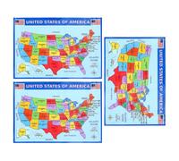 Póster del Mapa de Estados Unidos 3piezas en Papel Uv, Arte Decorativo