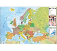 Póster del Mapa de Europa - Versión en Español [con información y banderas] (91,5cm x 61cm)