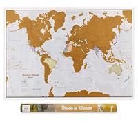 Póster del mapa mundi de rascar - Español - con tubo de regalo - extragrande - 84 x 59 cm - Maps International - 50 años haciendo mapas - Detalles cartográficos con el país y los países limítrofes