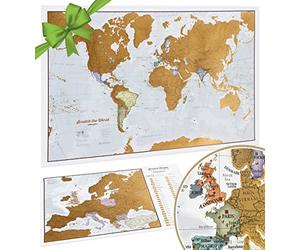 Póster del Mapa Mundi de Rascar + REGALADO: Un Mapa Rascable de Europa | Diseñando Mapas para 50 años | Maps International - Detalles Cartográficos