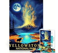 Póster del Paisaje Nocturno del Parque Nacional de Yellowstone para Adultos,Rompecabezas de 1000 Piezas,diversión,Juego, Corte láser,Tiempo Tranquilo,Ejercicio Mental en casa (50x75cm)
