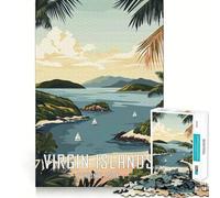 Póster del Parque Nacional de Las Islas Vírgenes Rompecabezas de 1000 Piezas para Adolescentes Juego Divertido Encaje Huecos Actividad Nocturna para Toda la Familia (38x26cm)