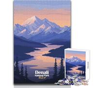 Póster del Parque Nacional Denali para Adultos, Rompecabezas de 1000 Piezas, Juego Educativo con desafío, opción emotivo, tamaño 50x75cm