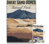 Póster del Parque Nacional Great Sand Dunes para Adolescentes, Rompecabezas de 1000 Piezas, Juego Educativo de observación y Habilidad, Regalo Festivo significativo, tamaño 38x52cm