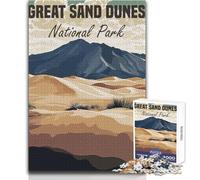 Póster del Parque Nacional Great Sand Dunes, Rompecabezas de 1000 Piezas para Adultos, Juego Educativo de Entrenamiento Cerebral, Regalo Sorpresa Ideal para Seres Queridos, tamaño 50x75cm