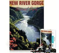 Póster del Parque Nacional New River Gorge, Rompecabezas para Adolescentes de 1000 Piezas, Juguete Inteligente, Pasatiempo en casa, Corte preciso, Regalo para Festivales (38x26cm)
