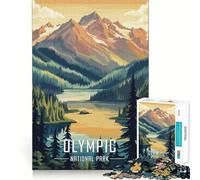 Póster del Parque Nacional Olímpico, rompecabezas de 1000 piezas para adolescentes, ideal para estimular la memoria, reducir el estrés y crear un rompecabezas de corte suave Regalo artístico (38x52cm)