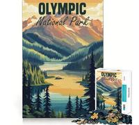 Póster del Parque Nacional Olímpico, Rompecabezas de 1000 Piezas para Adultos, Juguete para ejercitar la Mente, Juego de Interior, Pieza de Arte de Corte preciso (38x52cm)