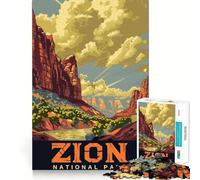 Póster del Parque Nacional Zion,Rompecabezas de 1000 Piezas para Adolescentes,Juego de Habilidades mentales,Corte láser para un Ajuste, Actividad grupal Relajante para Interiores (38x52cm)