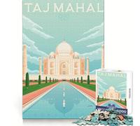 Póster del Taj Mahal de la India, Rompecabezas de 1000 Piezas para Adolescentes, Ideal para ejercitar la Memoria, Relajarse y Disfrutar de un Ajuste Perfecto Regalo Festivo (38x52cm)