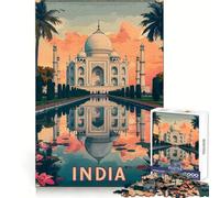 Póster del Taj Mahal de la India, Rompecabezas de 1000 Piezas para Adultos, Juguete Intelectual, diversión Relajante, Pieza de Arte 38x26cm