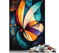Poster di farfalle con cubismo Moderno da 1000 pezzi - Puzzle di Arte Geometrica astratta Della Natura per adulti, Regali di Natale per adulti, Regali di Puzzle 38x26 cm/1000 pezzi