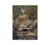Póster divertido de gato negro Van Gogh Matisse Monet Klimt Pintura en lona con impresión retro de la gran ola, arte de pared estética, decoración del hogar (SKU12,28 x 35 cm, sin marco)