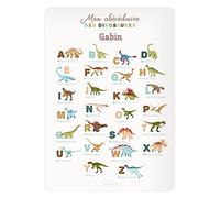 Póster Educativo Abecedario - 41,5 x 29,2 cm - Soporte de aprendizaje - Los Dinosaurios
