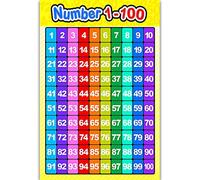 Póster educativo de matemáticas preescolares para niños pequeños, guardería, escuela en casa, jardín de infantes, enseñar números del 1 100, gráficos de pared, gráficos educativos para niños