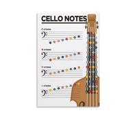 Póster educativo de notas de violonchelo con notas de teoría musical, 20 x 30 cm
