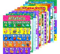 Póster educativo español para niños de preescolar a primaria y educación en casa, clases españolas con puntos de pegamento (estilo múltiple, 10 piezas)