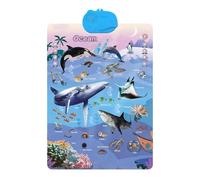 Póster educativo interactivo para niños - multicolor, pizarra educativa en inglés, juguete de sonido activado por tacto, vocabulario de números del alfabeto, control de volumen, función de apagado