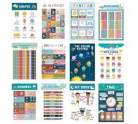 Póster Educativo Para Guardería - Gráficos Educativos Para Aula,Reloj Números 12 Piezas Gráficos Para Niños Escuela Casa Desarrollar Habilidades Preescolares Juego